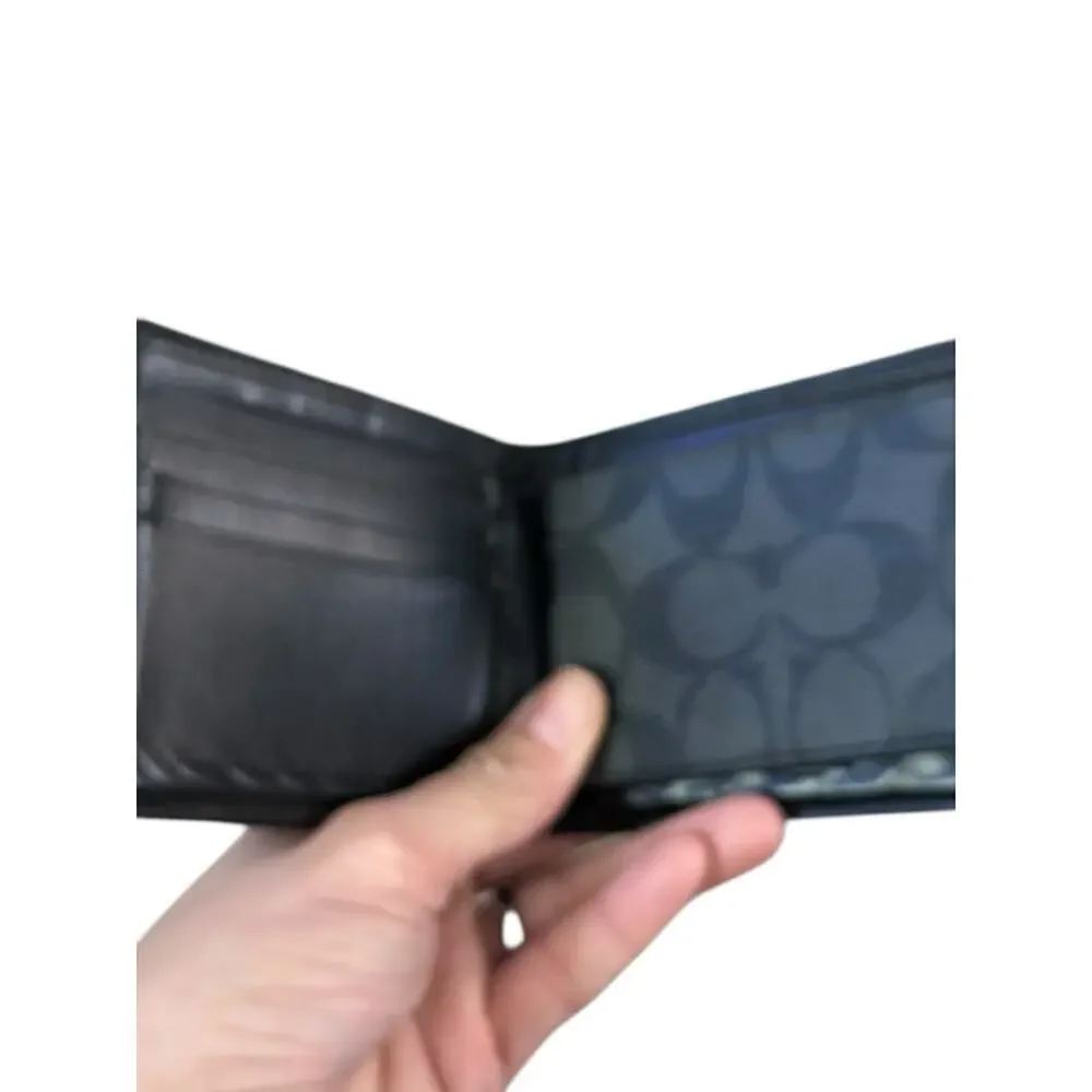 Coach Men's F75006 Charcoal Black Coin Case Signature Wallet